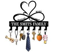 VUZUCOSH Personalized Metal Couple's Name Key Rack, Custom Key Hanger Wall Mount, Personalized Name Hooks, Sweet Home Coat Rack, Wedding Couple Gifts, Housewarming Gift