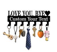 VUZUCOSH Personalized Metal Love You Bye Key Rack, Custom Key Hanger Wall Mount, Personalized Name Hooks, Sweet Home Coat Rack, Wedding Couple Gifts, Housewarming Gift