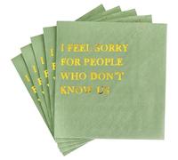 Vuzvuv 50 Pack Funny Quotes Cocktail Napkins - Humorous Party Disposable Paper Hand Napkins for Gatherings Get-Togethers Party Supplies Decorations Table Decor (5" Folded 2 Ply -Gold Foil Sage Green)