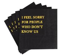 Vuzvuv 50 Pack Funny Quotes Cocktail Napkins - Humorous Party Disposable Paper Hand Napkins for Gatherings Get-Togethers Party Supplies Decorations Table Decor (5" Folded 2 Ply -Gold Foil Black)
