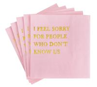 Vuzvuv 50 Pack Funny Quotes Cocktail Napkins - Humorous Party Disposable Paper Hand Napkins for Gatherings Get-Togethers Party Supplies Decorations Table Decor (5" Folded 2 Ply -Gold Foil Pink)