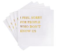 Vuzvuv 50 Pack Funny Quotes Cocktail Napkins - Humorous Party Disposable Paper Hand Napkins for Gatherings Get-Togethers Party Supplies Decorations Table Decor (5" Folded 2 Ply -Gold Foil White)