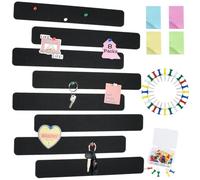 Vuzvuv 8 Pcs Black Felt Pin Board Bar Strips 35 Pushpins, Self-Adhesive Lightweight Bulletin Board Bar Strips No Damage Wall, Paste Notes, Photos, Schedules, AnnOzments.