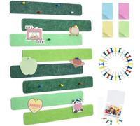 Vuzvuv 8Pcs Green Cork Board Bar Strips with 50 Pushpins & Sticky Notes, Self-Adhesive Bulletin Board Strips No Damage for Wall, Felt Pin Board for Paste Notes, Photos, Schedules Office Decor