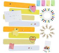 Vuzvuv 8Pcs Yellow White Felt Pin Board Bar Strips with 35 Pushpins, Self-Adhesive Lightweight Bulletin Board Bar Strips No Damage for Wall,for Paste Notes, Photos, Schedules, Announcements.