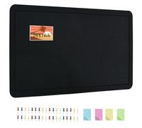 Vuzvuv Black 28"x16" Large Cork Board with 50 Push Pins & Sticky Notes, Self-Adhesive Bulletin Board No Damage for Wall, Felt Pin Board for Paste Notes, Photos, Schedules Offices Home