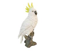 VV-Ladybug Decorative Parrot Garden Statue, Garden Decor Sculptures Statues Outdoor, Cockatoo Bird Tropical Indoor Desk Decor, Yellow White, 14.96 inches high