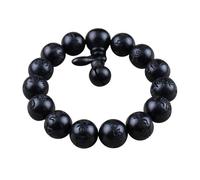 vv8oo Wooden Beads Bracelet Lightning Struck Jujube Wood Black Bead Engraved with Sanskrit Words Mala Prayer Feng Shui Lucky For Women Men, B_13mm, Wood, no gemstone