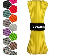 VVAAGG 1000lb Paracord Rope, 50ft 12 Strand Parachute Cord for Crafting, DIY Projects, Survival Bracelets, Climbing Camping, Tent, Clothsline, Outdoor Hiking, Fishing (Yellow, 50FT)