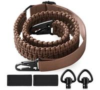 VVAAGG 2 Point QD Sling Adjustable 550 Paracord Sling with Metal Hook and QD Swivels for Hunting (Tan)