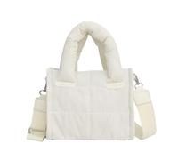 VVAULT Small Tote Bag for Women, Lightweight with Zipper Compartments Crossbody Purses for Travel Work College (White)