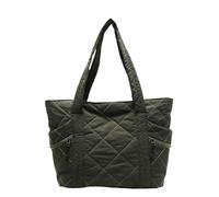 VVAULT Tote Bags for Women, Puffer Handbags with Zip, Large Ladies Totes Bag for Work School Travel Daily with Compartments & Pouch, Womens Teacher Lightweight Shoulder Hand Bag (Green)