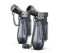 VVAY 2 x Turbo Jet Lighter Gas Butane Refillable,Adjustable Flame, Windproof Torch Lighter (Sold without Gas)