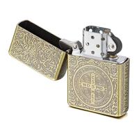 VVAY Constantine Petrol Lighter, Antique Solid Brass Windproof Lighter | Solid Brass Constantine Lighter, Antique Patina, Windproof, Refillable Petrol, Great Men's Gift
