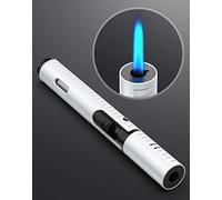VVAY-Lighter Jet Flame Cigar Torch Lighter Gas Butane Refillable with Flame Lock and Adjustable Flame for Smoking, BBQ, Camping, Kitchen, Cooker. (Sold without Gas)