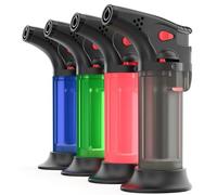 VVAY-Lighter Pack of 4 Jet Lighters, Adjustable Flame, Windproof Torch Lighter Gas Butane Refillable (Sold Without Gas)