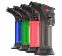VVAY-Lighter Pack of 4 Jet Lighters, Adjustable Flame, Windproof Torch Lighter Gas Butane Refillable (Sold Without Gas)