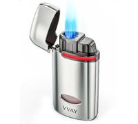 VVAY-Lighter Triple Jet Flame Cigarette Lighter for Smoking, Cigar Windproof Torch Lighter Gas Butane Refillable. (Sold without Gas)