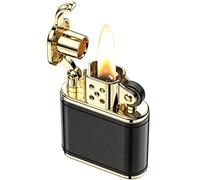 VVAY Petrol Lighter, Vintage Trench Leather Lighter for Man (Sold without Petrol)