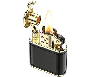 VVAY Petrol Lighter, Vintage Trench Leather Lighter for Man (Sold without Petrol)