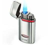 VVAY Triple Jet Flame Cigar Lighter, Adjustable Flame, Butane Refillable, Sold without Gas