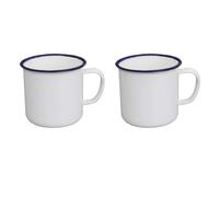 vvchwei 2pc White Enamel Coffee Tea Mug, Enamel Drinking Mugs Cups for Home/Office/Travel/Camping, Resusable & Portable Camping Mugs Coffee Mug for Indoor Outdoor Activities