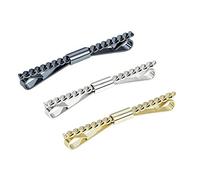 VVCome 3PCS Men's Classic Tie Clips Shirt Collar Clip Gold Silver Black Tone Tie Bar Compression Clips Tie Pins Collar Holder for Collar Bar Tie, Large, Metal, taş yok