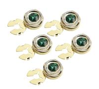 VVCome 5PCS Vintage Black Rhinestone Cufflinks Geometric Round Button Covers for Men Business Dress Shirts Jackets Wedding Accessories, 20mm, Brass, crystal