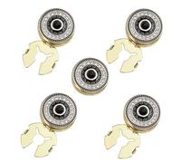 VVCome 5PCS Vintage Black Rhinestone Cufflinks Geometric Round Button Covers for Men Business Dress Shirts Jackets Wedding Accessories, 20mm, Brass, crystal