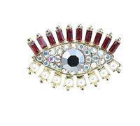 VVCome Retro Evil Eye Brooch Fashion Unique Crystal Pearl Abstract Eyes Brooches Pin Badge for Women Bridal Jewelry Gift, Metal Crystal, crystal