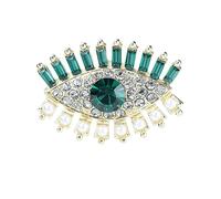 VVCome Retro Evil Eye Brooch Fashion Unique Crystal Pearl Abstract Eyes Brooches Pin Badge for Women Bridal Jewelry Gift, 18K Gold Plated Copper, Crystal, Imitation Pearl, crystal