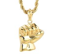 VVCome Stainless Steel Champion Fist Pendant Necklace, 5mm Rope Chain, Heavy Duty 90g, Hip Hop Biker Punk Style, Gift for Men, XL, Stainless Steel, No Gemstone