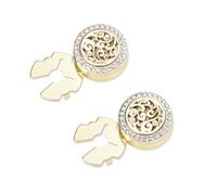 VVCome Vintage Crystal Stellar Bloom Lucky Cloud Motif Design Button Covers & Cufflinks Set - Snap-On Jewelry Clips for Shirts, Tuxedos, Dresses Wedding, Party, Formal Events Gift, 20mm, Brass