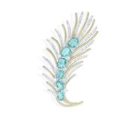 VVCome Vintage Golden Feather Lapel Pin Leaf Brooch Stick Pin for Suit Women Men Jewelry, Metal, crystal