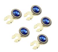 VVCome Vintage Rhinestone Cufflinks, Oval Geometric Button Covers, Gold Tone with Faceted Gemstones, 5 Piece Set for Men's Dress Shirts and Jackets, L, Brass, no gemstone