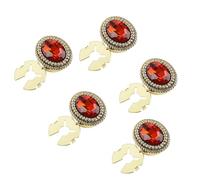 VVCome Vintage Rhinestone Cufflinks, Oval Geometric Button Covers, Gold Tone with Faceted Gemstones, 5 Piece Set for Men's Dress Shirts and Jackets, L, Brass, no gemstone