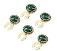 VVCome Vintage Rhinestone Cufflinks, Oval Geometric Button Covers, Gold Tone with Faceted Gemstones, 5 Piece Set for Men's Dress Shirts and Jackets, L, Brass, no gemstone