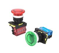 VVCPVDXCI 22mm Mushroom Head Momentary button 12v 24v 220v 10A LA36M Self Reset Latching Big RED GREEN Push Button Switch On Off
