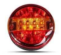 VVEDIK 12V-24V 20LED Tail Light Rear Brake Stop Light Turn Signal Lamp Round Hamburger Bulb Fit Car Truck Lorry Van Trailer 3 Functions