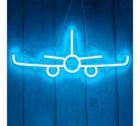 Vveikea Airplane Neon Sign Dimmable 3D Aviation Led Sign Airplane Wall Art Pilot Neon Lights for Bedroom Plane Decor for Boys Room Bar Office 16.2 x 6.9 Inches