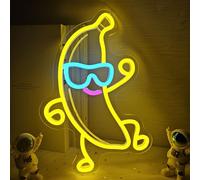 Vveikea Banana Neon Sign Dancing Banana Led Sign Dimmable Bannana Wear Sunglasses Led Wall Art Cool Neon Lights for Bedroom Banana Theme Birthday Party Decor
