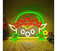 Vveikea Christmas Elf Led Neon Sign - Window Decorations Light Up Wall Decor - Lighted Little Elf Christmas Lights