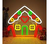 Vveikea Gingerbread Houses Neon Sign Neon Christmas Sign Dimmable Neon Lights Lighted Gingerbread House Xmas Light Up Sign Led Christmas Window Decorations