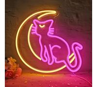 Vveikea Japanese Anime Cat Neon Signs Dimmable Cartoon Luna Neon Lights Moon Cat Neon Light Sign Cute Led Signs for Bedroom Wall Girls Room Dorm Birthday Party Kawaii Gift