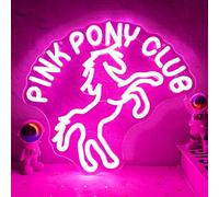 Vveikea Pink Pony Neon Sign Music Cowgirl Western Neon Lights for Wall Decor Dimmable Pony Club Light Up Sign Midwest Princess Led Signs for Bedroom Wall Bar Pub Gift