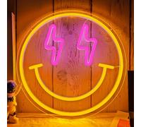 Vveikea Smile Face Neon Sign Smile Neon Signs for Wall Decor Dimmable Neon Lights Smile Face Led Sign Happy Face Neon Sign for Girls Bedroom Birthday Party Decor