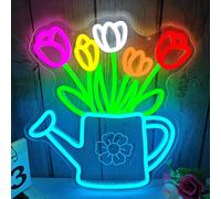 Vveikea Tulips Neon Sign Dimmable Tulip Flowers Led Sign Colorful Summer Flowers Wall Decor Tulip Night Light for Home Gardening Gifts for Women Mothers