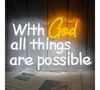 Vveikea With God All Things Are Possible Neon Sign God Neon Lights for Wall Decor Light Up Religious Scripture Christian Bible Verses Sign Bibical Neon Wall Art