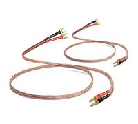VVFLED 2 Pack 2m HiFi Speaker Wire Cable with Gold-Plated U Fork Spade Plug, Speaker Jumper Cable to Y Banana Plugs, Bridge Jumper Terminal for Audio amp Sub
