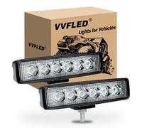VVFLED 6 Inch Single Row Slim LED Light Bar 4x4, 2PCS 18W Flood Work Light Pods for tractor, 12V 24V Off Road LED Light Driving Fog Lights for Boat SUV Car motorbike 4x4